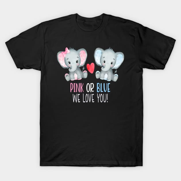 Baby Elephant Pink And Blue We Love You T-Shirt by eldridgejacqueline